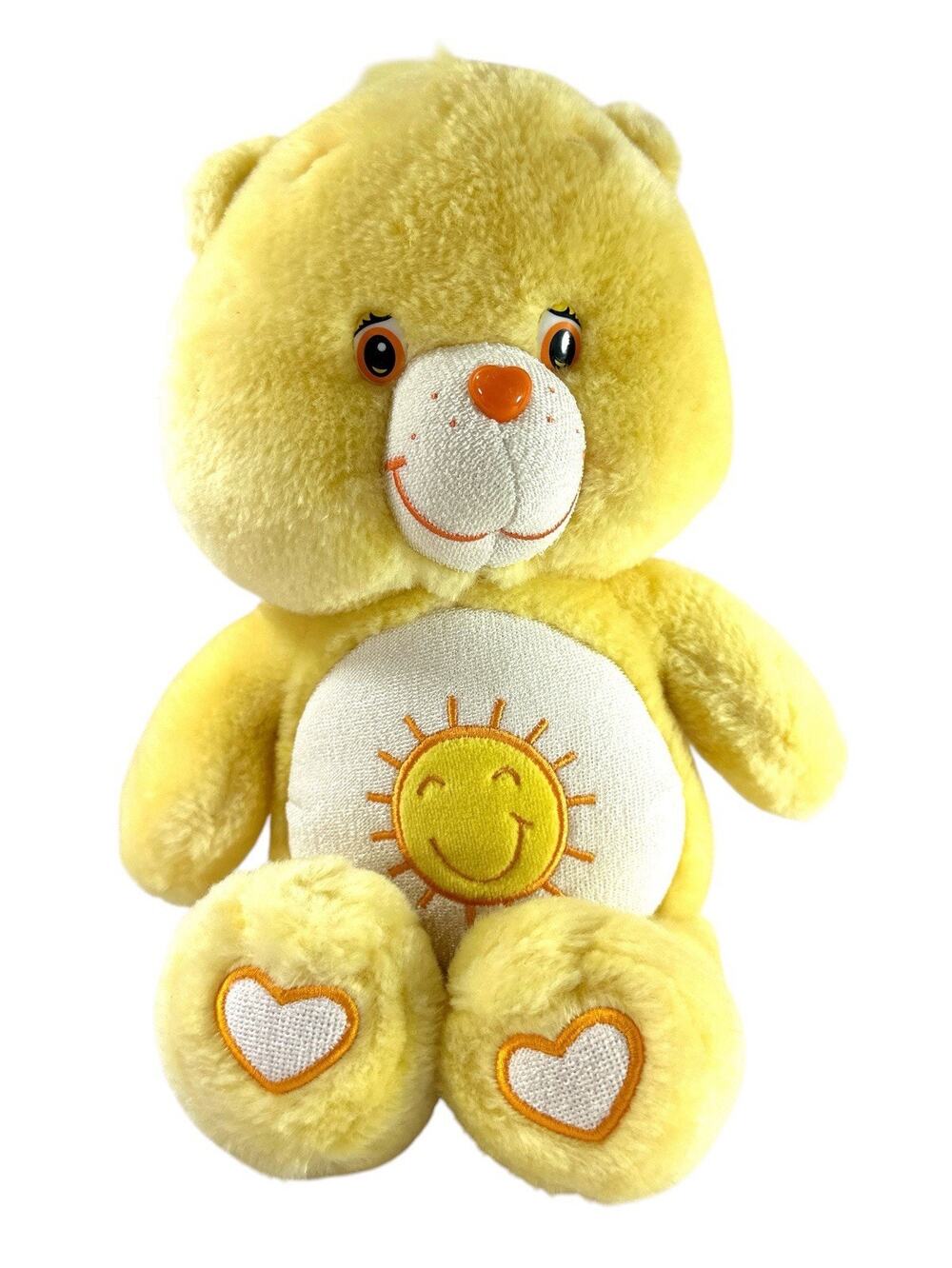 Vintage 2003 Care Bears Funshine Bear Plush 12” Yellow Stuffed Animal Toy
